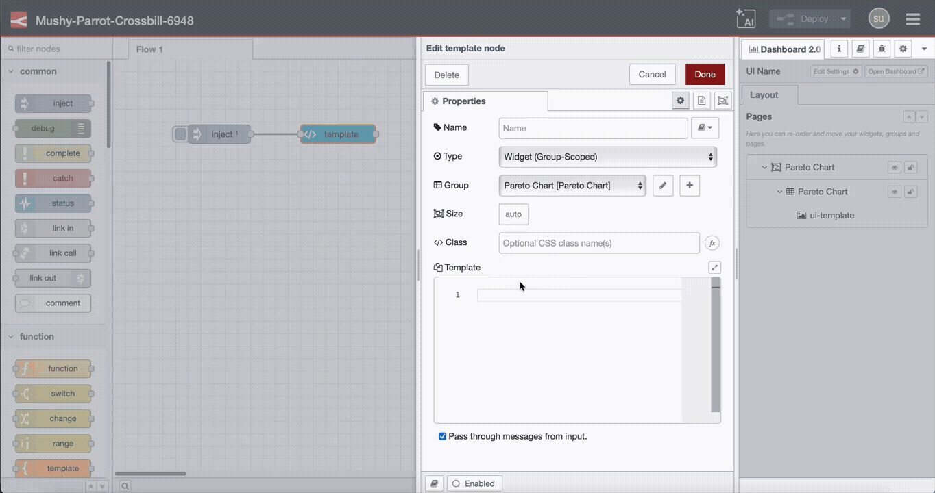 FlowFuse Expert creating custom dashboard components and styling for manufacturing displays