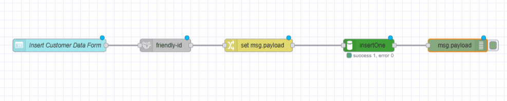 Screenshot displaying connections of wires in the 'Insert Data into Database' flow "Screenshot displaying connections of wires in the 'Insert Data into Database' flow"